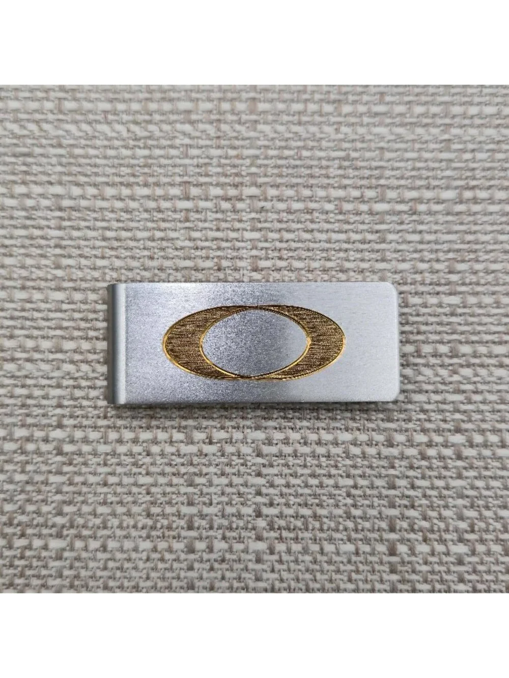 Oakley Stainless Steel Money Clip with Gold Logo Minimalist Cash Holder B1417